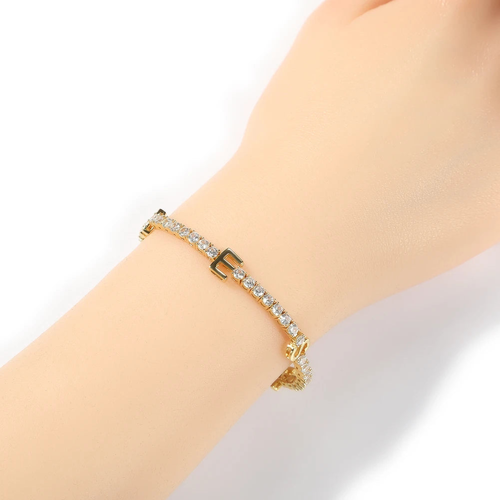 Custom Name Tennis Bracelet 3Mm 18K Gold Plated