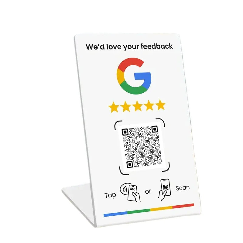 NFC Google Review Standing Card with QR Code
