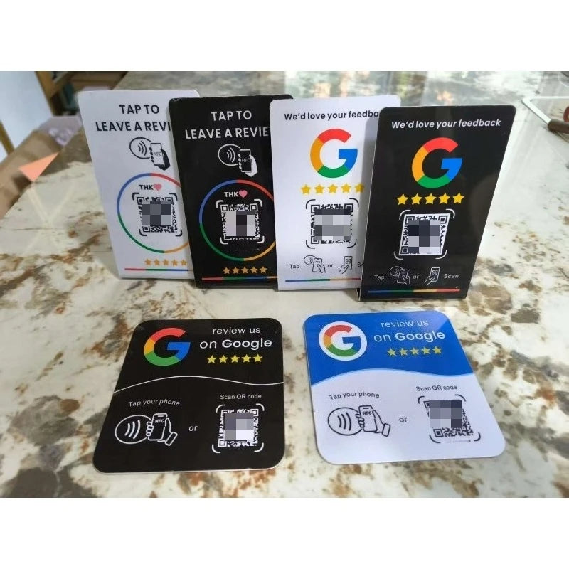 NFC Google Review Standing Card with QR Code